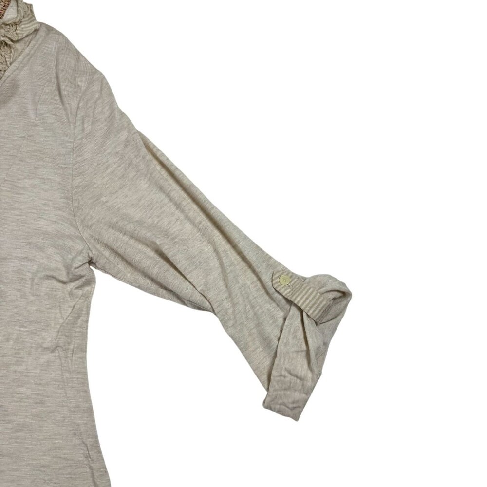 Anthropology 1.9 Womens Beige Long Sleeve Tunic Top With Ruffle Detail Size L - Picture 6 of 13
